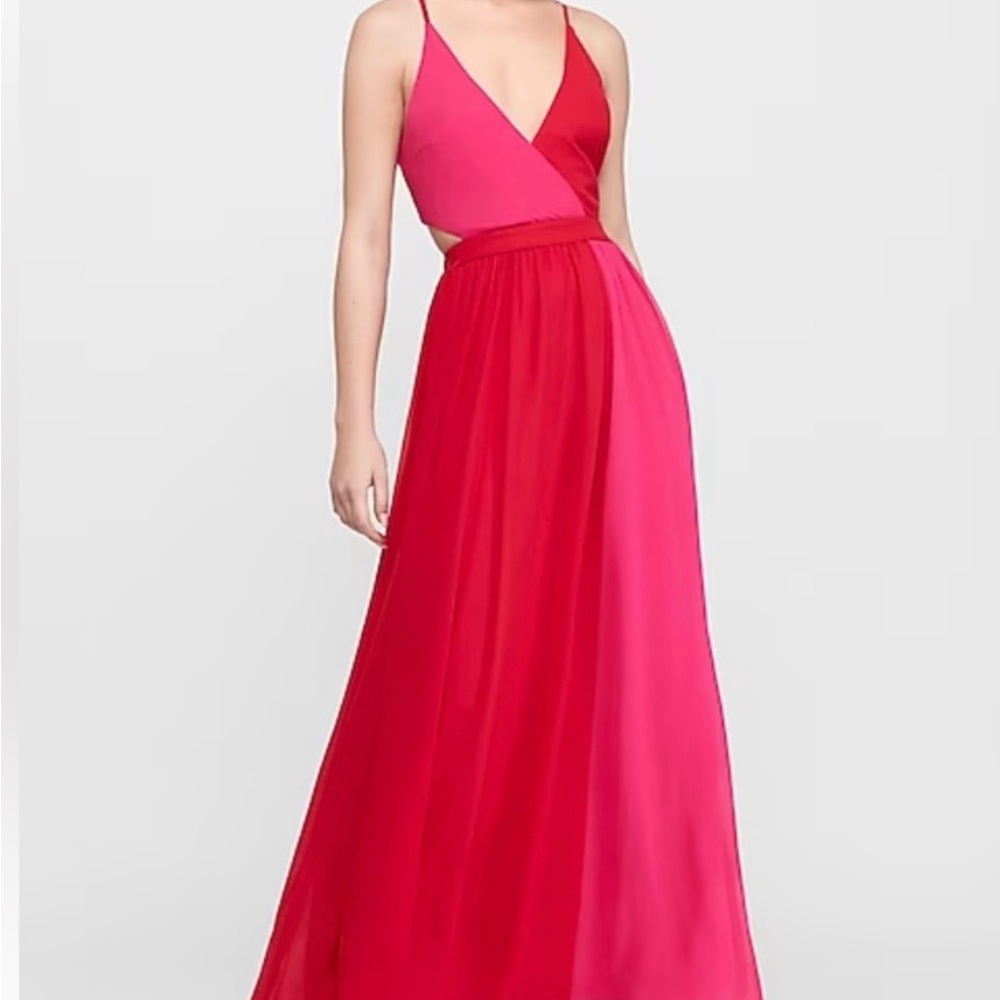 Express Pink and Red Maxi Dress Size Medium